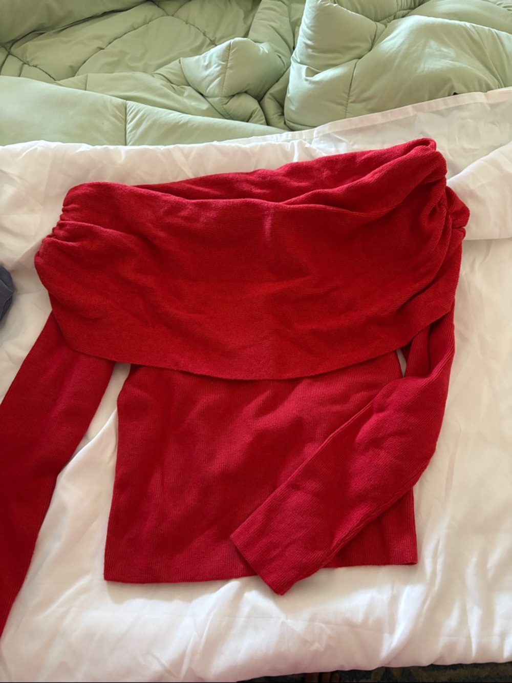 Cotton On Off-Shoulder Red Knit Top